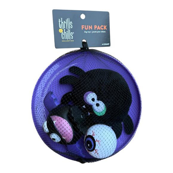 Thrills & Chills Dog Toys Halloween Fun Pack Squeaky Crinkle Thrash Plush Toss - Picture 1 of 2
